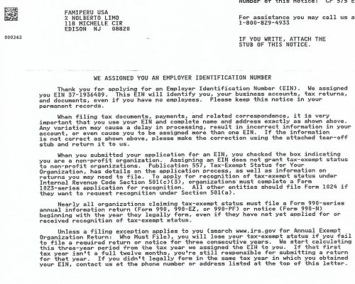 2.-Certificado como Empresa- IRS - Departamento del Tesoro